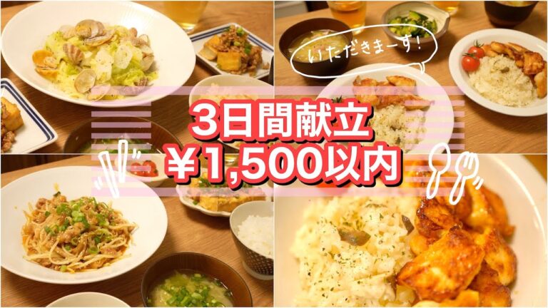 【3日間献立#9】￥1,500以内で作る3日間の晩ごはん｜節約｜レシピ｜お買い物リストあり