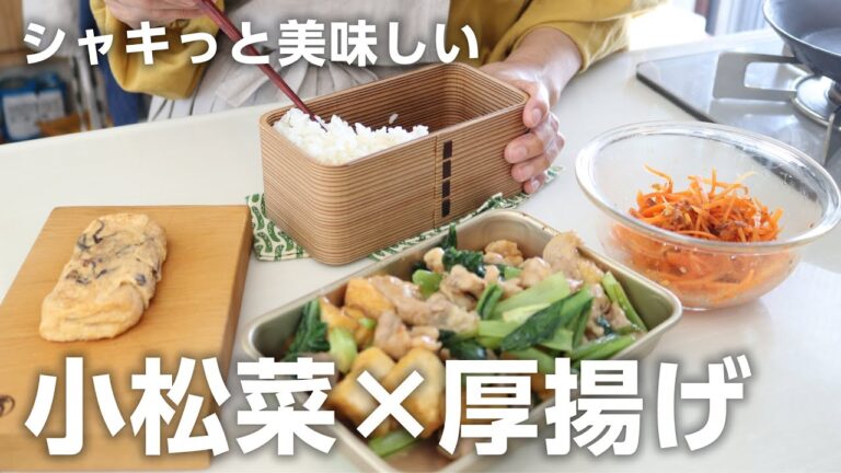 【節約弁当】小松菜で迷ったらコレ！豚こま肉と小松菜の中華炒め弁当bento＃836