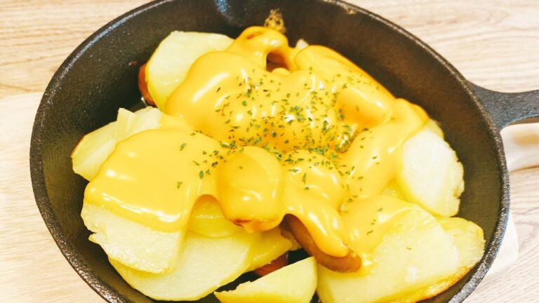 【スキレット料理】レンジを使って時短、簡単おつまみ！じゃがいもウインナーチーズ！