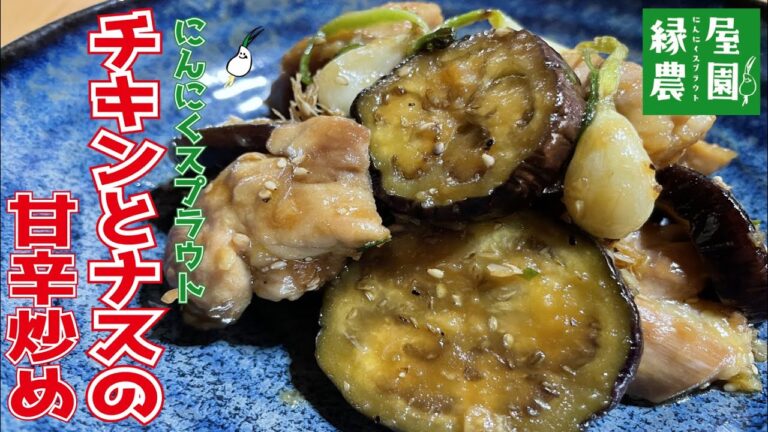 【チキンとナスの甘辛炒めの作り方】にんにくスプラウトで10倍旨くなる！