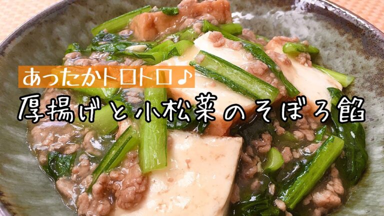 【簡単料理】あったかトロトロ♪厚揚げと小松菜のそぼろ餡/作り方/レシピ/節約【主婦の独り言】