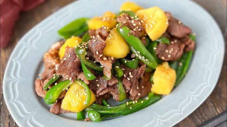 じゃがいもと牛肉の甘辛炒め