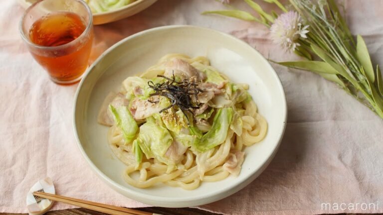 【すぐ麺】レンジで簡単！「春キャベツと豚バラのマヨだれうどん」のレシピ・作り方