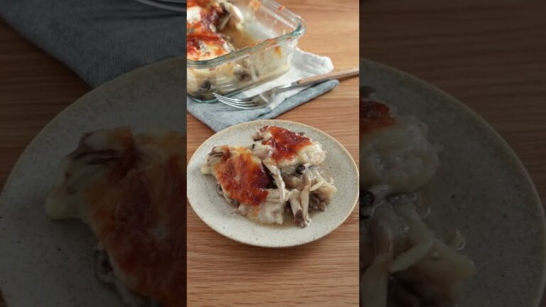 ヘルシーすぎるホワイトソースで作るレシピ。（長芋ソースのきのこチーズ焼き）#shorts