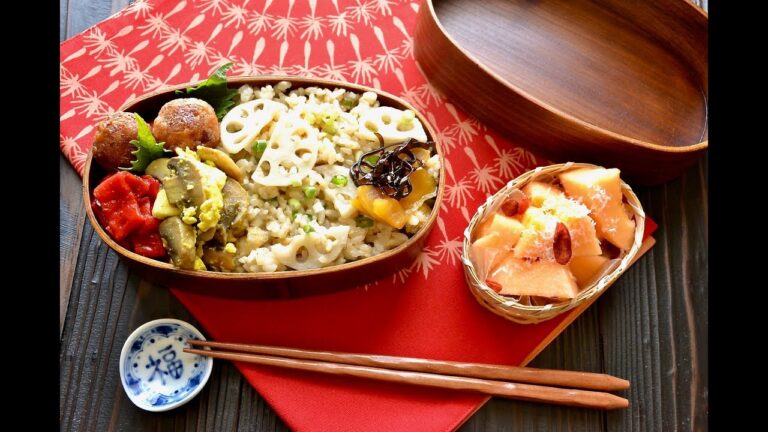 【お弁当作り】れんこんごはん弁当の作り方〜How to make Japanese vegan bento lunch box〜