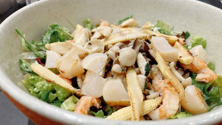 えびとホタテの炒め物とキノコマリネのサラダ【365日サラダ記念日101皿目】