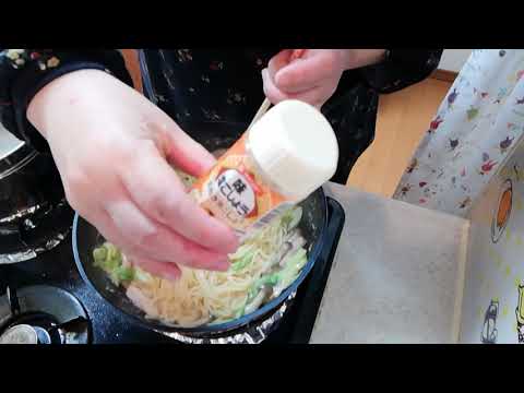 【料理＆昼御飯】簡単春キャベツとベーコンのクリームパスタを作って食べます！😋