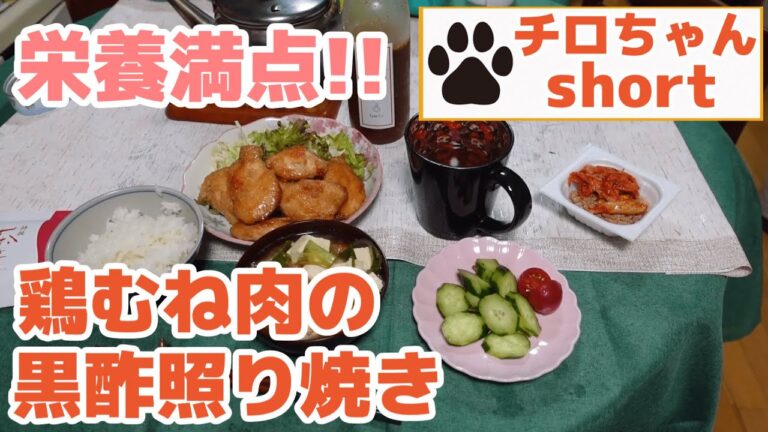 鶏むね肉の黒酢照り焼き.４K.#shorts