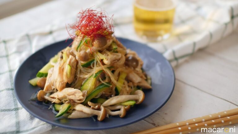 チンして混ぜるだけ！ささみと きのこの 春雨 サラダ のレシピ 作り方