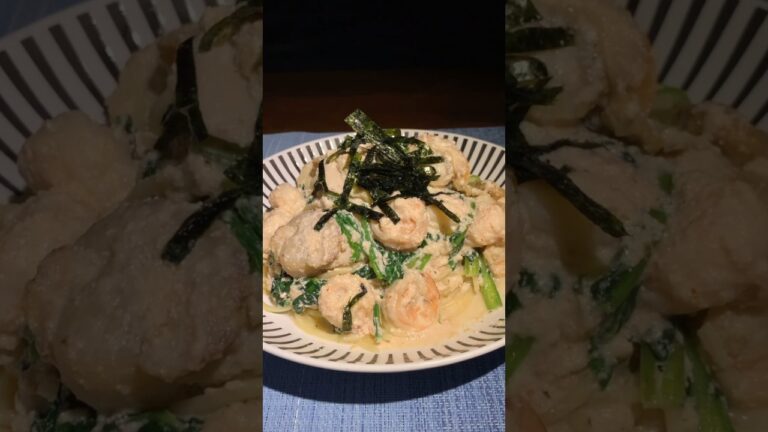 簡単！激うま！ホタテとエビの明太子クリームパスタ　#簡単料理 #料理動画 #パスタレシピ #パスタ #クリームパスタ #クリームパスタレシピ #明太子クリームパスタ #かんたんレシピ #簡単レシピ