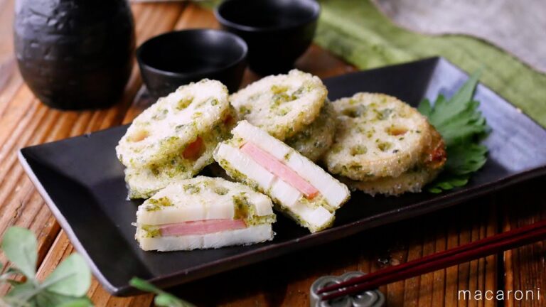 【ハムのレンコンはさみ揚げ】はさんで揚げるだけ！箸が止まらないおいしさ♪