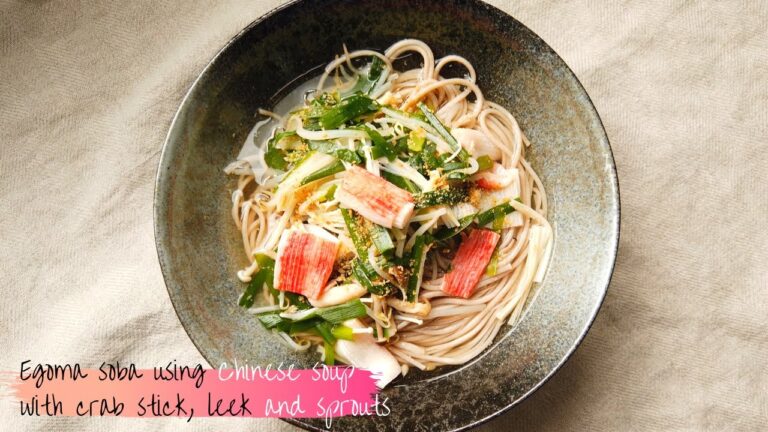 【料理初心者向け】もやし・ニラ・カニかまの中華スープえごま蕎麦の作り方【ばあちゃんの料理vlog】