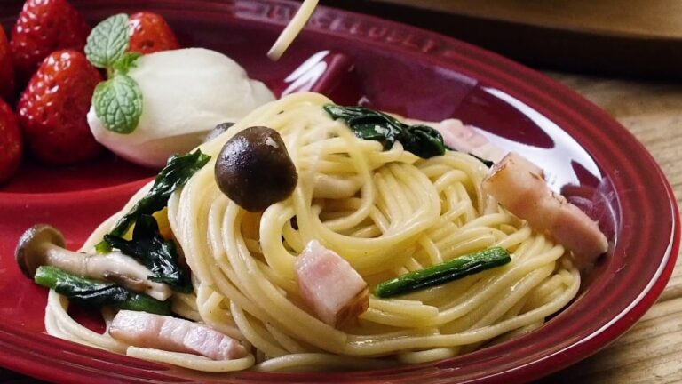macaroni流 3品クッキング「きのこのバターめんつゆパスタ」