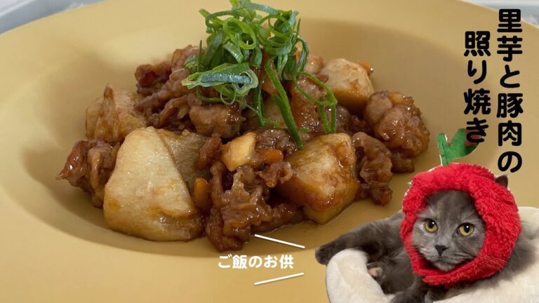 里芋と豚肉の照り焼きwith cats