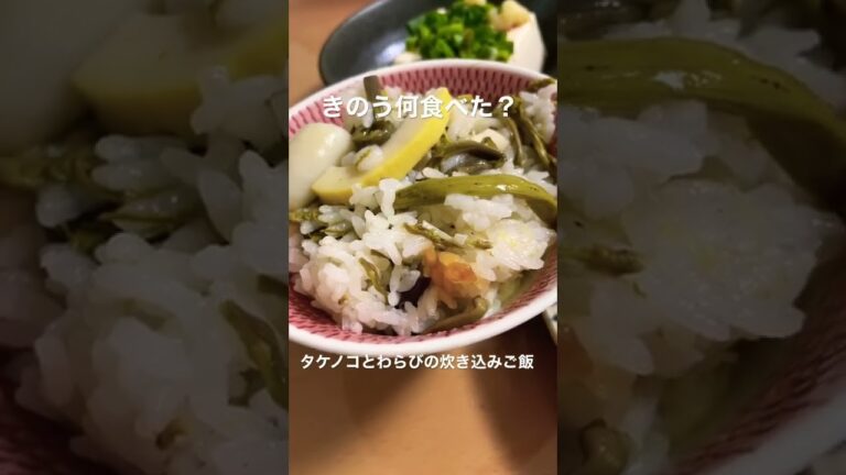 【晩ごはん】きのう何食べた/タケノコとわらびの炊き込みご飯/チキンカツ/冷奴/春の食材/#178