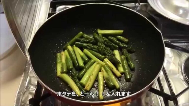 北海道のアスパラホタテバター炒め