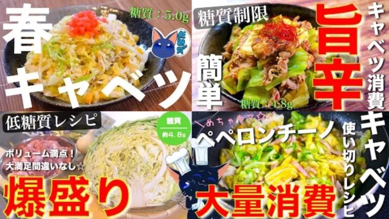 【大量消費】１玉ペロリ！低糖質なのに、大満足！「春キャベツレシピ５選」Low Carb  Cabbage Recipe