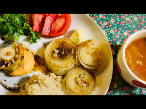 簡単絶品　新玉ねぎステーキの夕食
