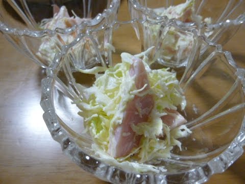 【レシピ】千切りキャベツとハムのサラダ♪
