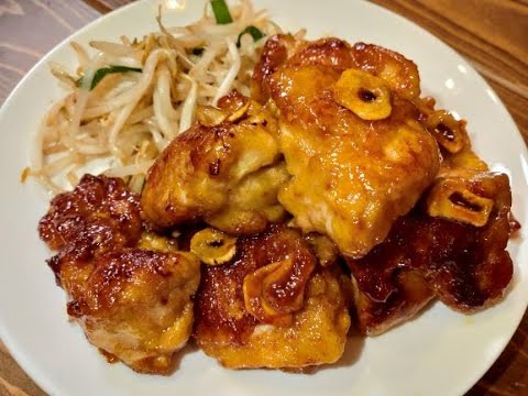 【絶品】オイスターソースとカレー粉でチキンガーリック【簡単料理】Chicken garlic with oyster sauce and curry powder English subtitles