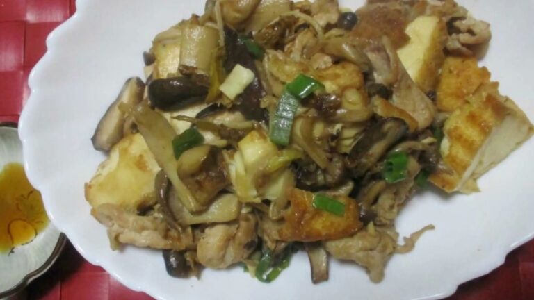 きのこと厚揚げのオイスターソース炒め：短縮版