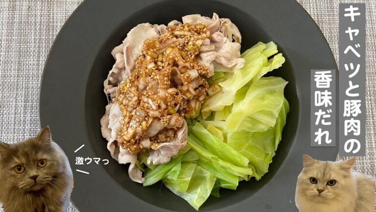 キャベツと豚肉の香味だれwith cats