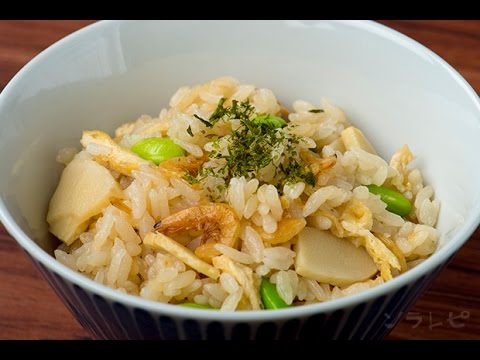 数秒でわかる「タケノコと桜海老の炊き込みご飯」の作り方