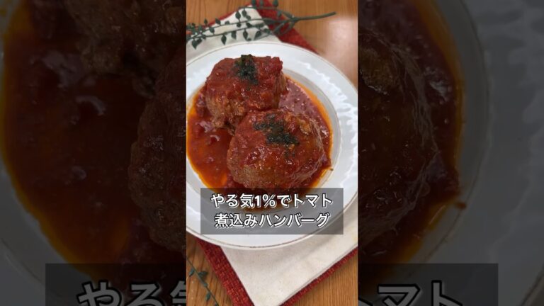 やる気1％でトマト煮込みハンバーグ
