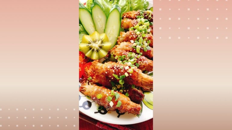 [黒酢しょうが]えのき茸の肉巻き/Enoki mushroom meat roll