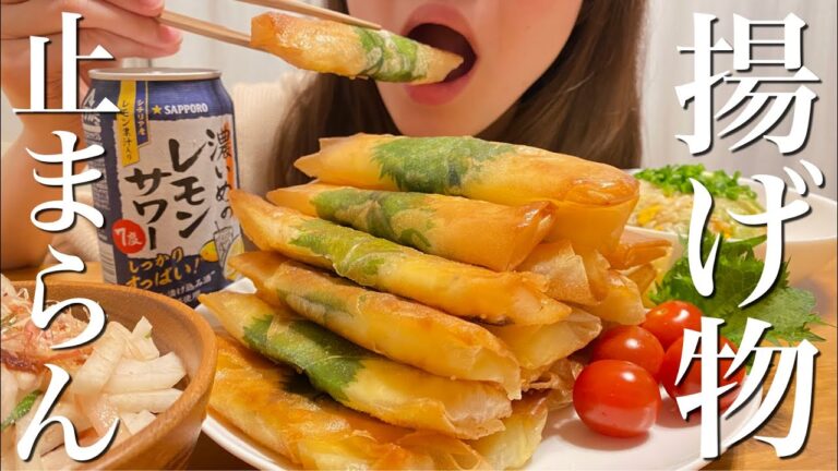 【揚げ物爆食】大葉ささみチーズ春巻きを好きなだけ食べる幸せ晩ごはん
