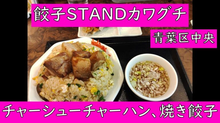 餃子STANDカワグチ　青葉区中央　チャーシューチャーハン、焼き餃子
