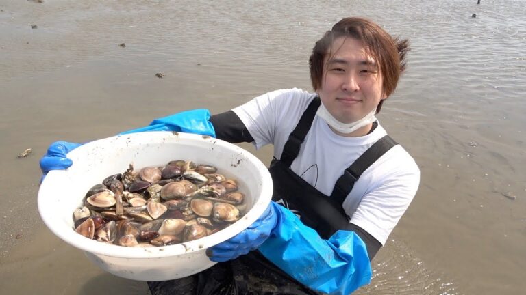 【潮干狩り】干潟を掘ったら最高級ハマグリがザックザクwww楽しすぎる！