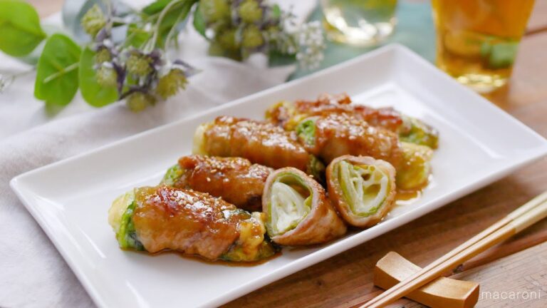 【肉巻きくるくるレタスの照り焼き】シャキシャキ食感がたまらない！ご飯のおかずにぴったり♪｜macaroni（マカロニ）