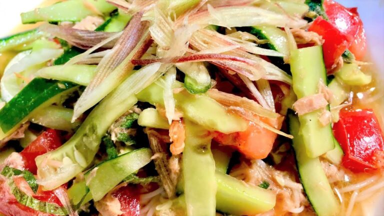 男　料理　トマトとツナの盛り付け素麺＆夏野菜トマト　藤原クッキング52