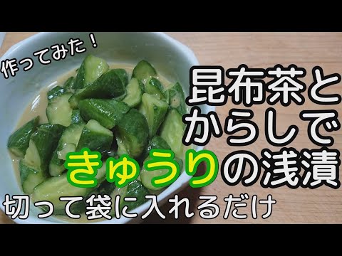[漬物]昆布茶とからしできゅうりの浅漬け 漬けてみました
