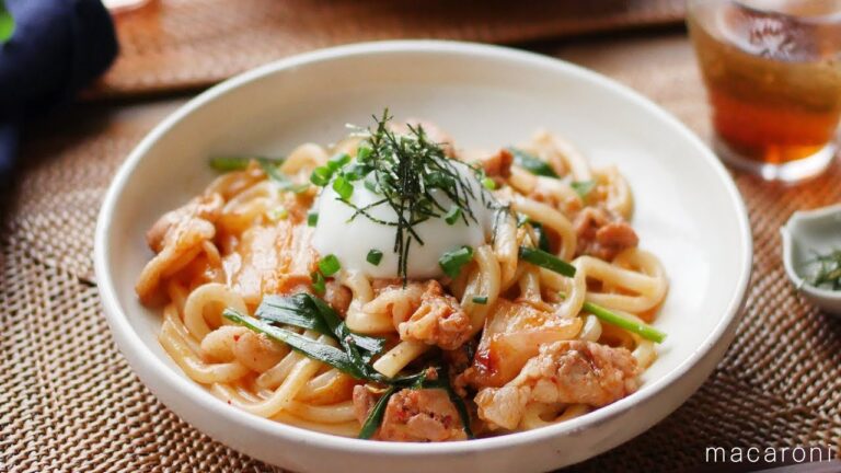 【すぐ麺】レンジで簡単「旨辛豚キムチうどん」のレシピ・作り方