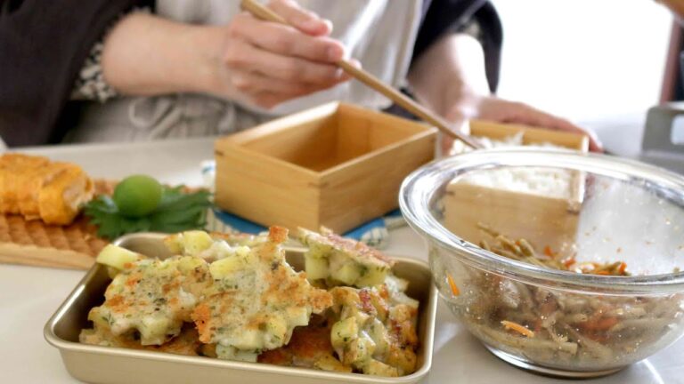 【お弁当作り】カリッカリでうまっ！新じゃがとササミのチーズ焼き弁当bento＃880