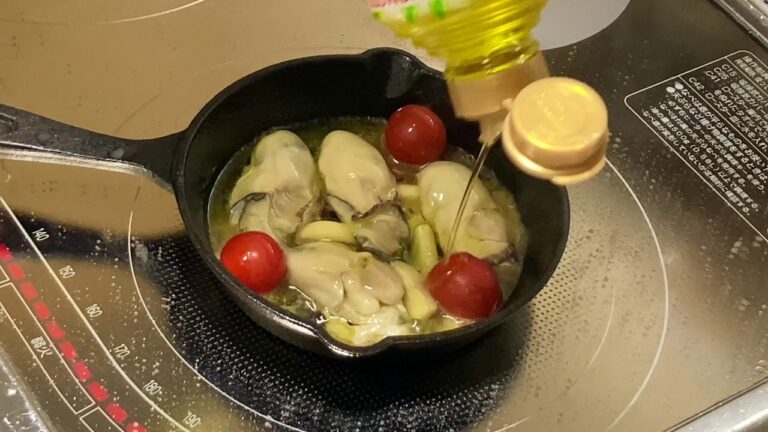 【スキレット】で【牡蠣】の【アヒージョ】やってみました　美味しく出来たかなぁ