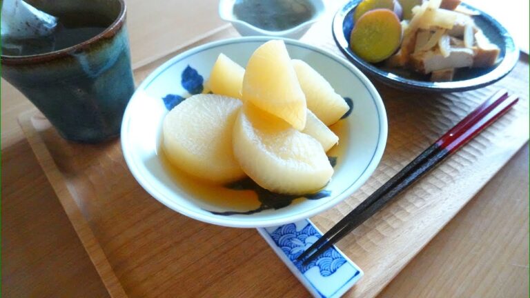 大根の煮物　大根皮と厚揚げの炒め煮　さつま芋 Simmered Radish