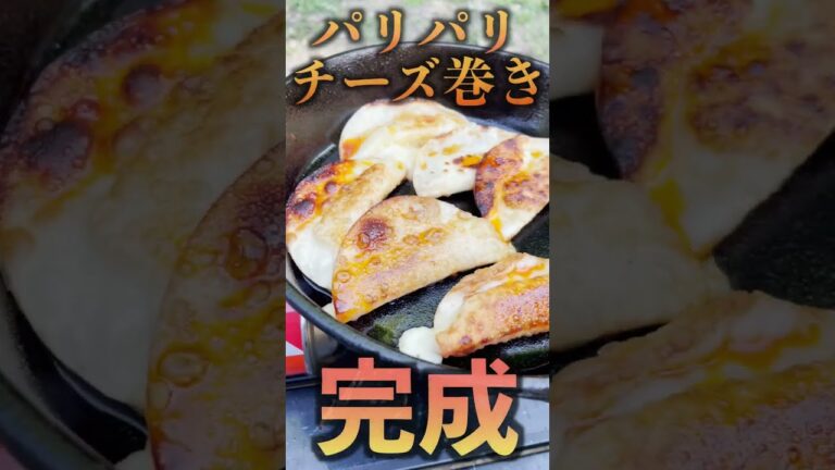 キャンプ飯１分クッキング!!! 餃子の皮でチーズ巻き #shorts