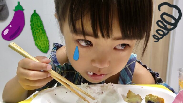 「やさいが嫌い！」ナスとゴーヤ食べきったら、ご褒美にプリキュアのドレスゼリー食べていいよ！チャレンジの結果は？　子どもの野菜嫌い　お子様ランチ