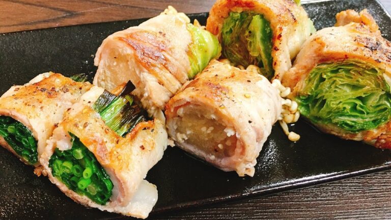 控えめに言って世界一シンプルで旨い!! 最強の酒の肴『豚バラ野菜巻き』Pork belly & Vegetable rolls【こっタソ居酒屋】