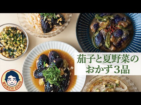 【ナス大量消費】ナスと夏野菜でつくる３種のお惣菜♪山形のだし・ナスの揚げ浸し・ナスとシシトウの味噌炒め！