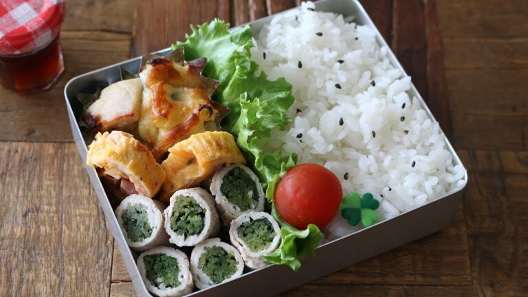【お弁当】レンジで簡単！豆苗の豚ロール巻き弁当の作り方bento＃595