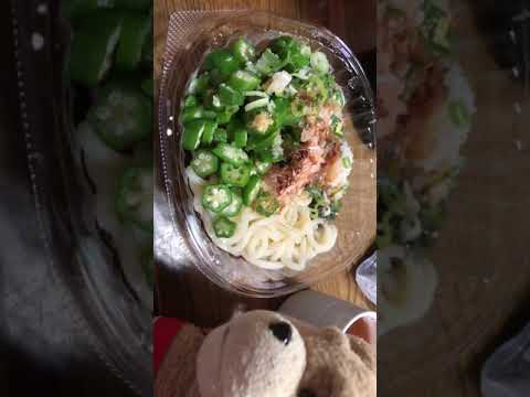 俺様の昼飯⁉️冷やしオクラうどん(^^)😈😭美味しく頂きました😈