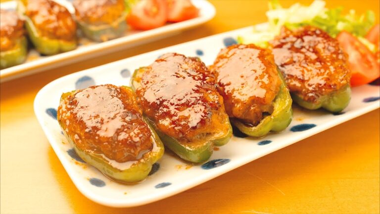 【お弁当にもおすすめ】和風な味付けではがれない『ピーマンの肉詰め』
