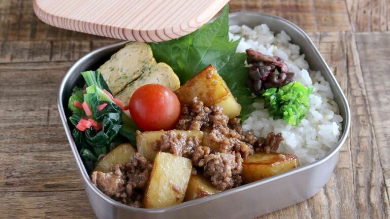 【お弁当作り】これはハマる！ホックホクじゃがいもとひき肉の甘辛炒め弁当bento＃891