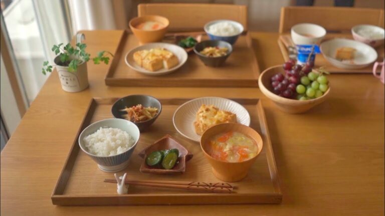 厚揚げのねぎみそチーズ焼き、大根の皮のきんぴら｜japanese breakfast＃朝食vlog