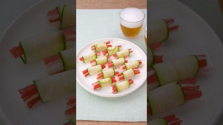 【簡単おつまみ】ズッキーニのかにかまぼこチーズ巻きの作り方 #Shorts