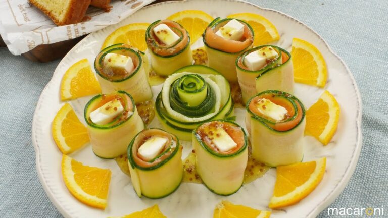 くるくる華やか！ クリームチーズと サーモンの ズッキーニ 巻き サラダ のレシピ 作り方